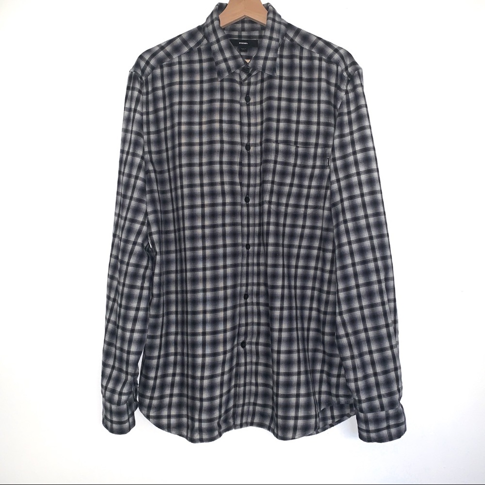 Diesel Long Sleeve 100% Plaid Cotton Shirt